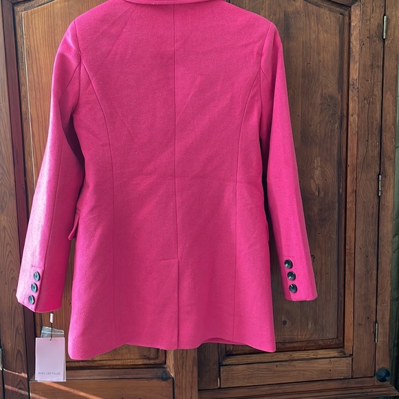 NWT AVEC LE FILLES DOUBLE BREASTED HOT PINK WOOL “FEEL” COAT. SIZE M. - Picture 11 of 16